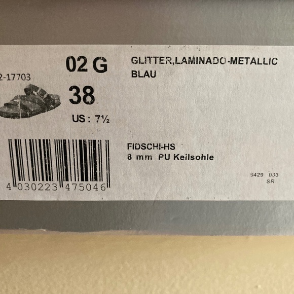 Ara Women’s Felipa Blue Glitter Slide Sandals, Size EU 38 US 7.5 Pre owned - Picture 5 of 5